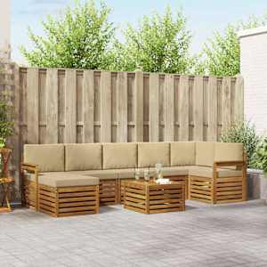 Zunanja garnitura za sedenje z blazino 8 pcs Naravna in bež