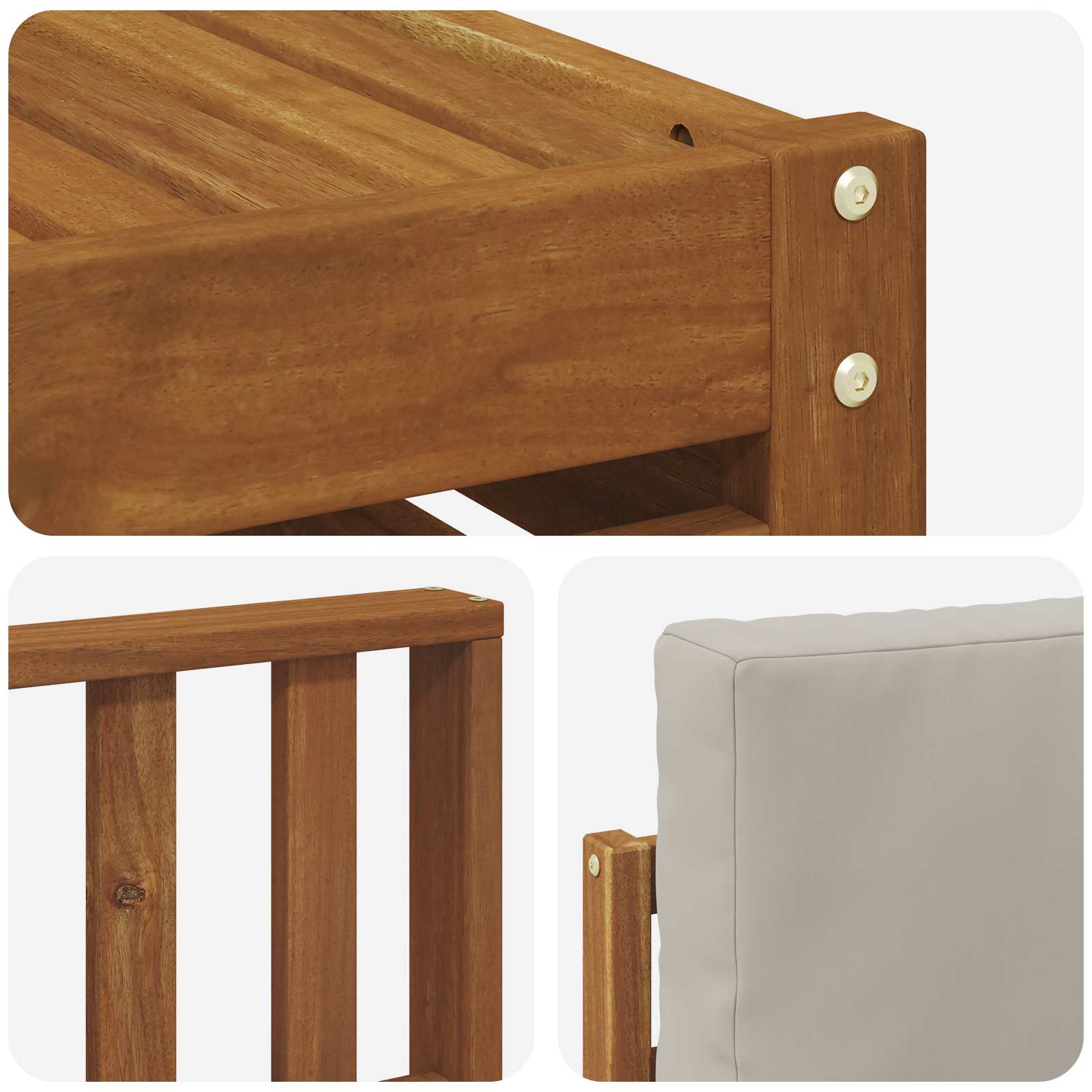 Sofa-Sets 8 pcs Natuurlijk en Lichtgrijs Massief Acaciahout image 8