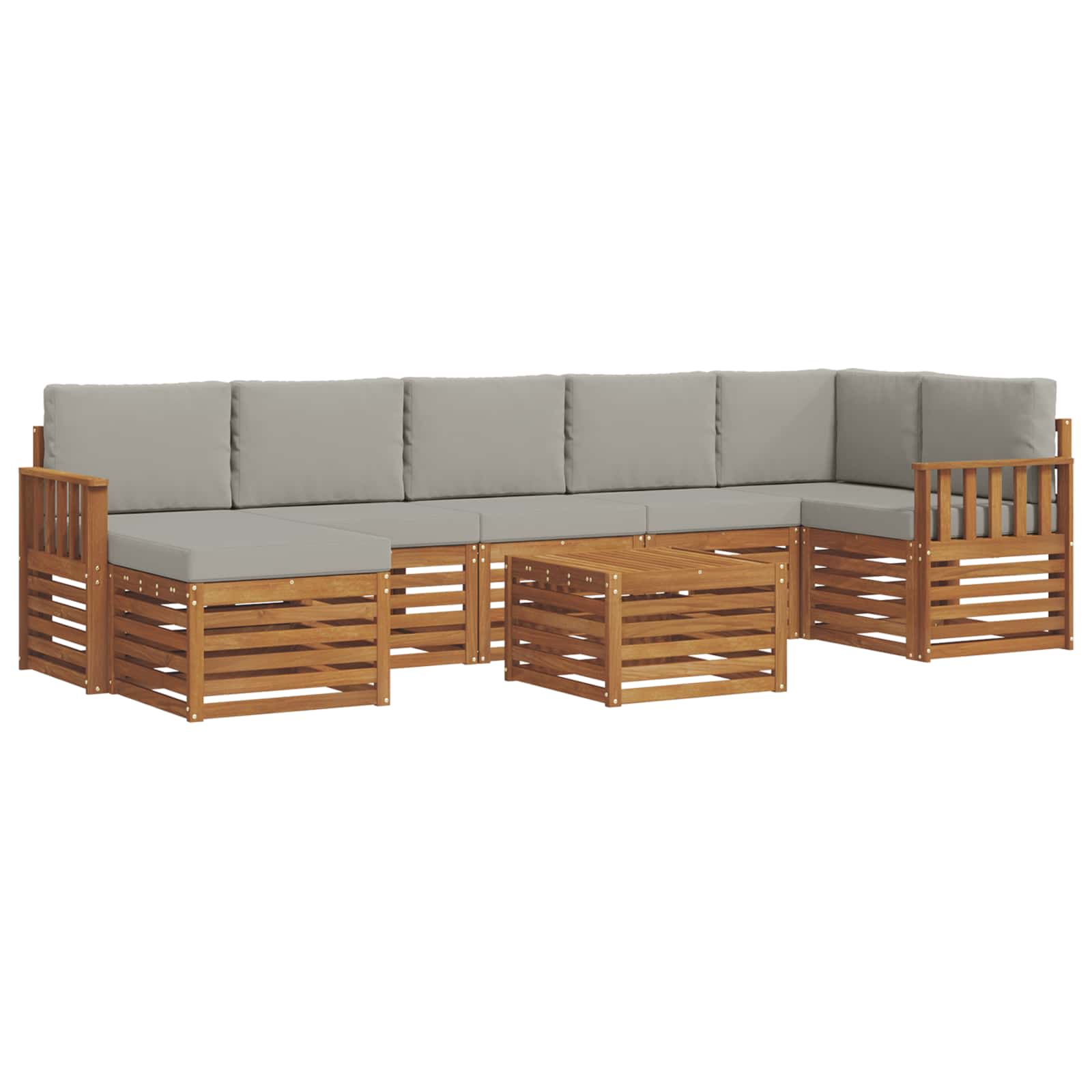 Sofa-Sets 8 pcs Natuurlijk en Lichtgrijs Massief Acaciahout image 2