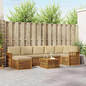 Zunanja garnitura za sedenje z blazino 8 pcs Naravna in bež