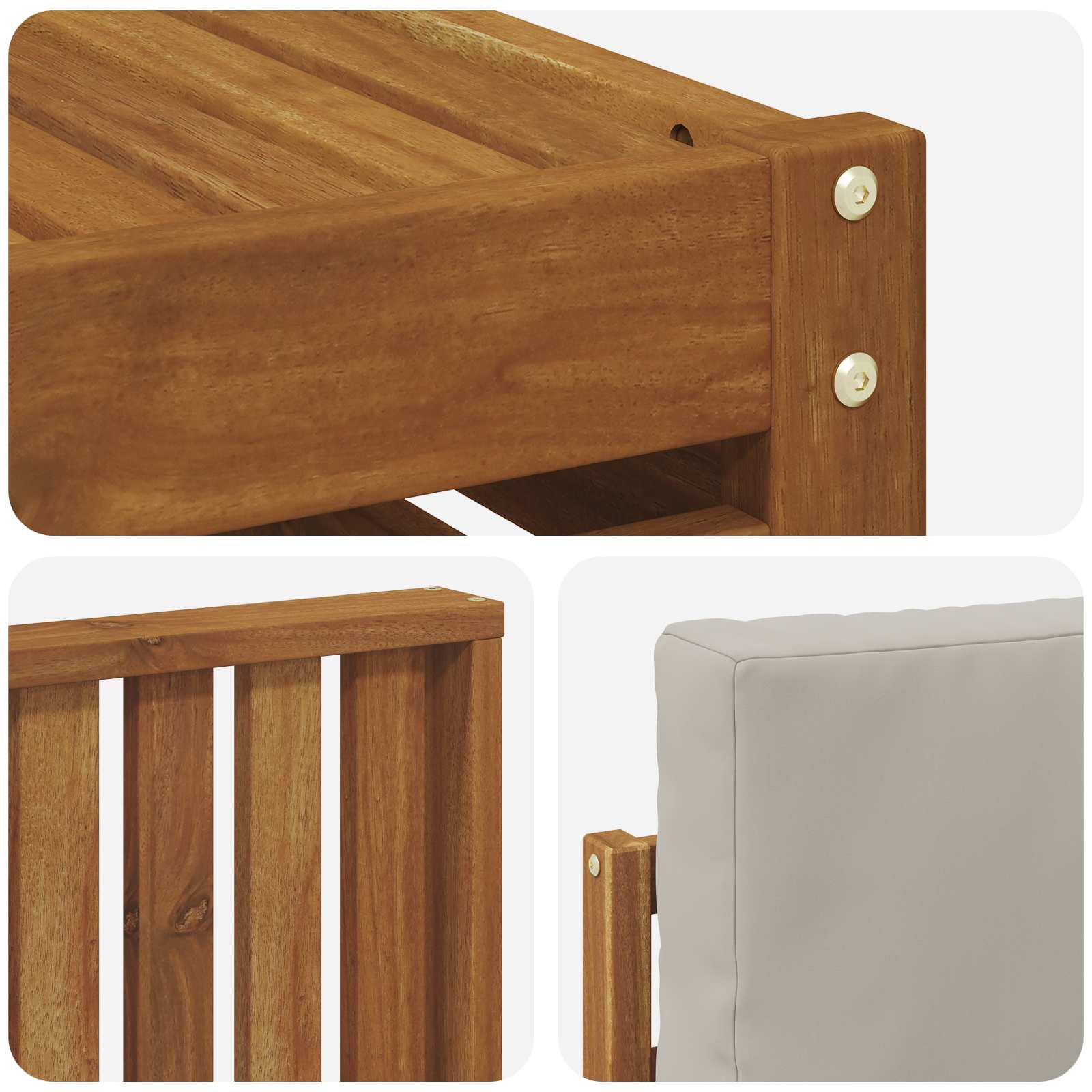 Sofa-Sets 8 pcs Natuurlijk en Lichtgrijs Massief Acaciahout image 8