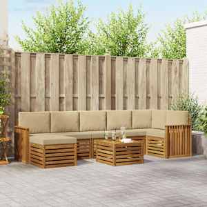 Zunanja garnitura za sedenje z blazino 8 pcs Naravna in bež