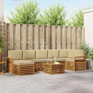 Zunanja garnitura za sedenje z blazino 8 pcs Naravna in bež