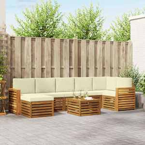 Zunanja garnitura za sedenje z blazino 8 pcs Naravna in smetana