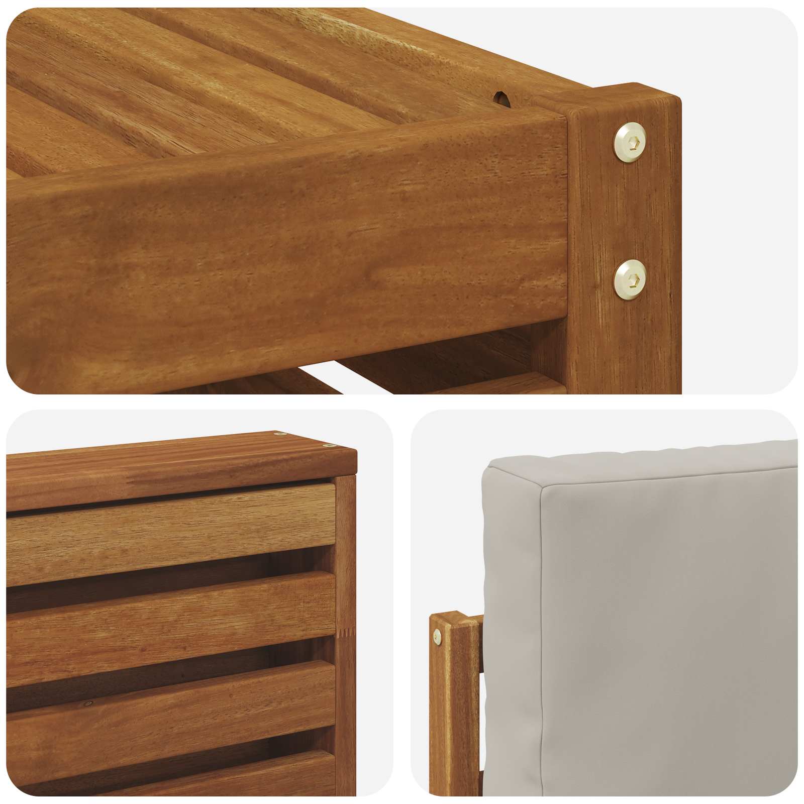 Sofa-Sets 8 pcs Natuurlijk en Lichtgrijs Massief Acaciahout image 8