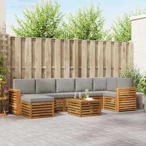 Zunanja garnitura za sedenje 8 pcs Naravna in svetlo siva