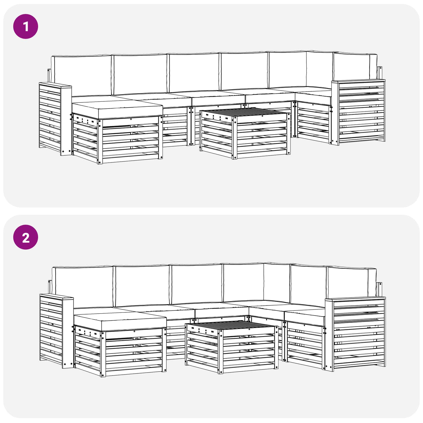 Sofa-Sets 8 pcs Natuurlijk en Lichtgrijs Massief Acaciahout image 9