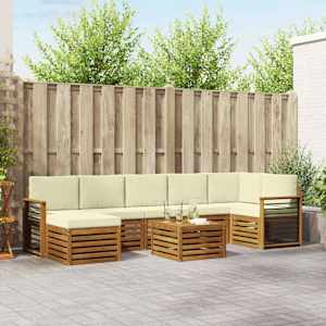 Zunanja garnitura za sedenje z blazino 8 pcs Naravna in smetana