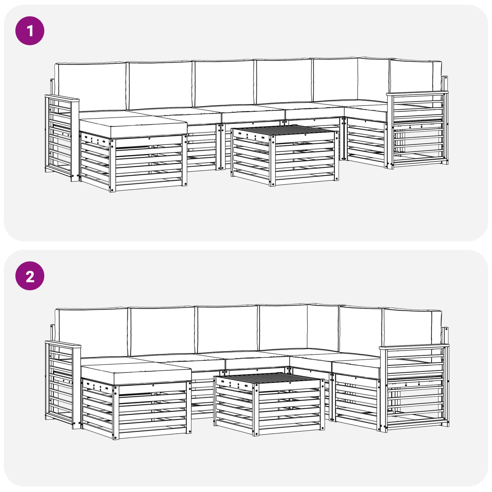 Sofa-Sets 8 pcs Natuurlijk en Lichtgrijs Massief Acaciahout image 9