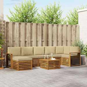 Zunanja garnitura za sedenje z blazino 8 pcs Naravna in bež