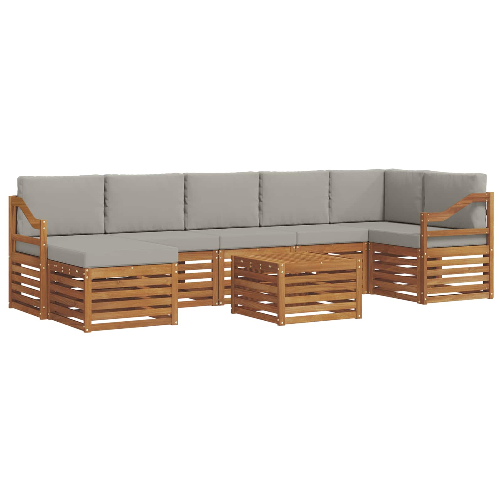 Sofa-Sets 8 pcs Natuurlijk en Lichtgrijs Massief Acaciahout image 2