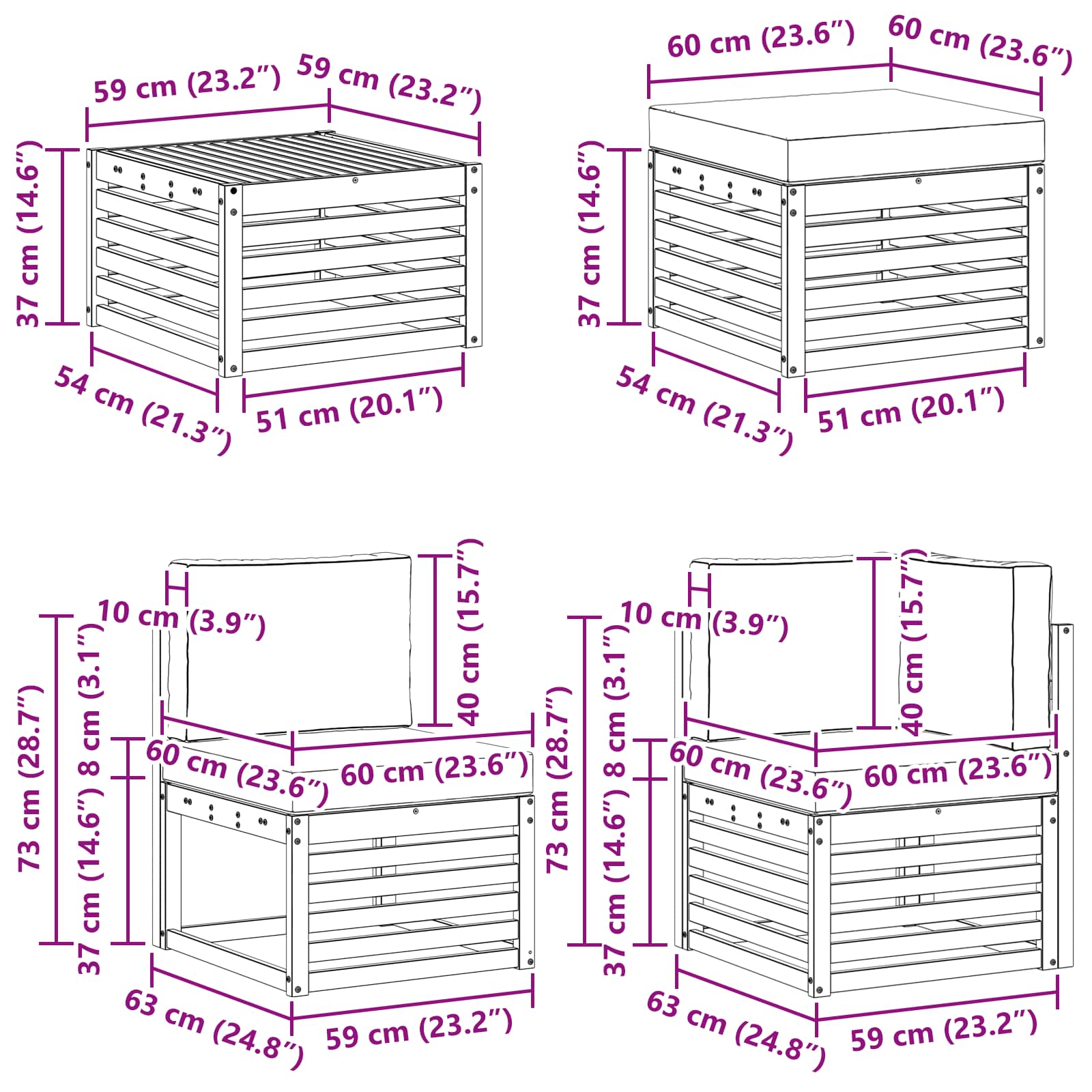 Sofa-Sets 8 pcs Natuurlijk en Lichtgrijs Massief Acaciahout image 10