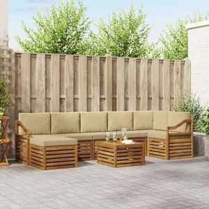 Zunanja garnitura za sedenje z blazino 8 pcs Naravna in bež
