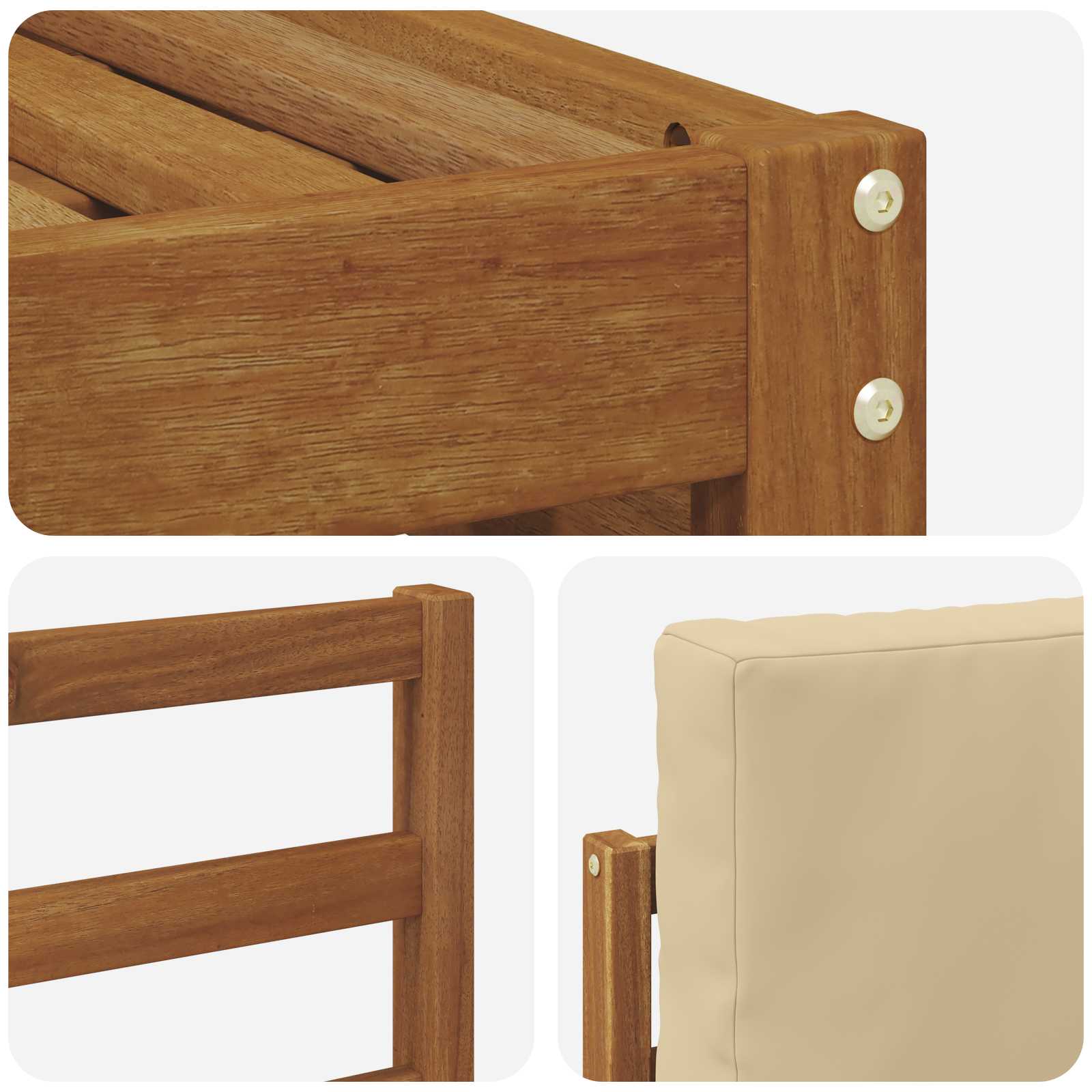 Sofa-Sets 6 pcs Natuurlijk en Beige Massief Acaciahout image 5