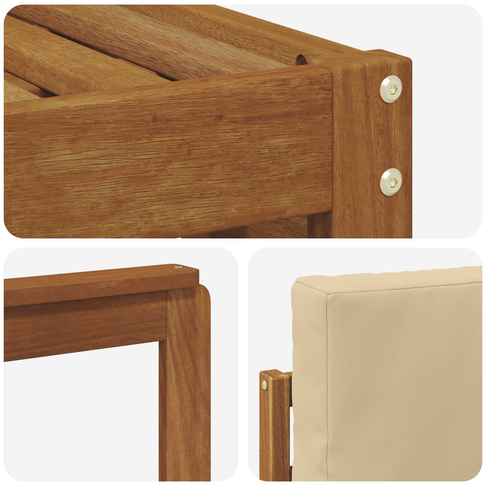 Sofa-Sets 6 pcs Natuurlijk en Beige Massief Acaciahout image 5