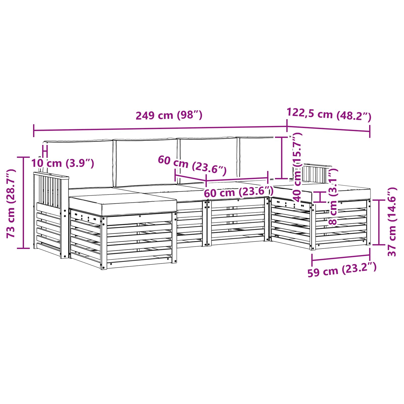 Sofa-Sets 6 pcs Natuurlijk en Beige Massief Acaciahout image 6