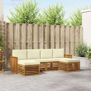 Sedežne garniture 6 pcs Naravna in smetana Masiven les akacije