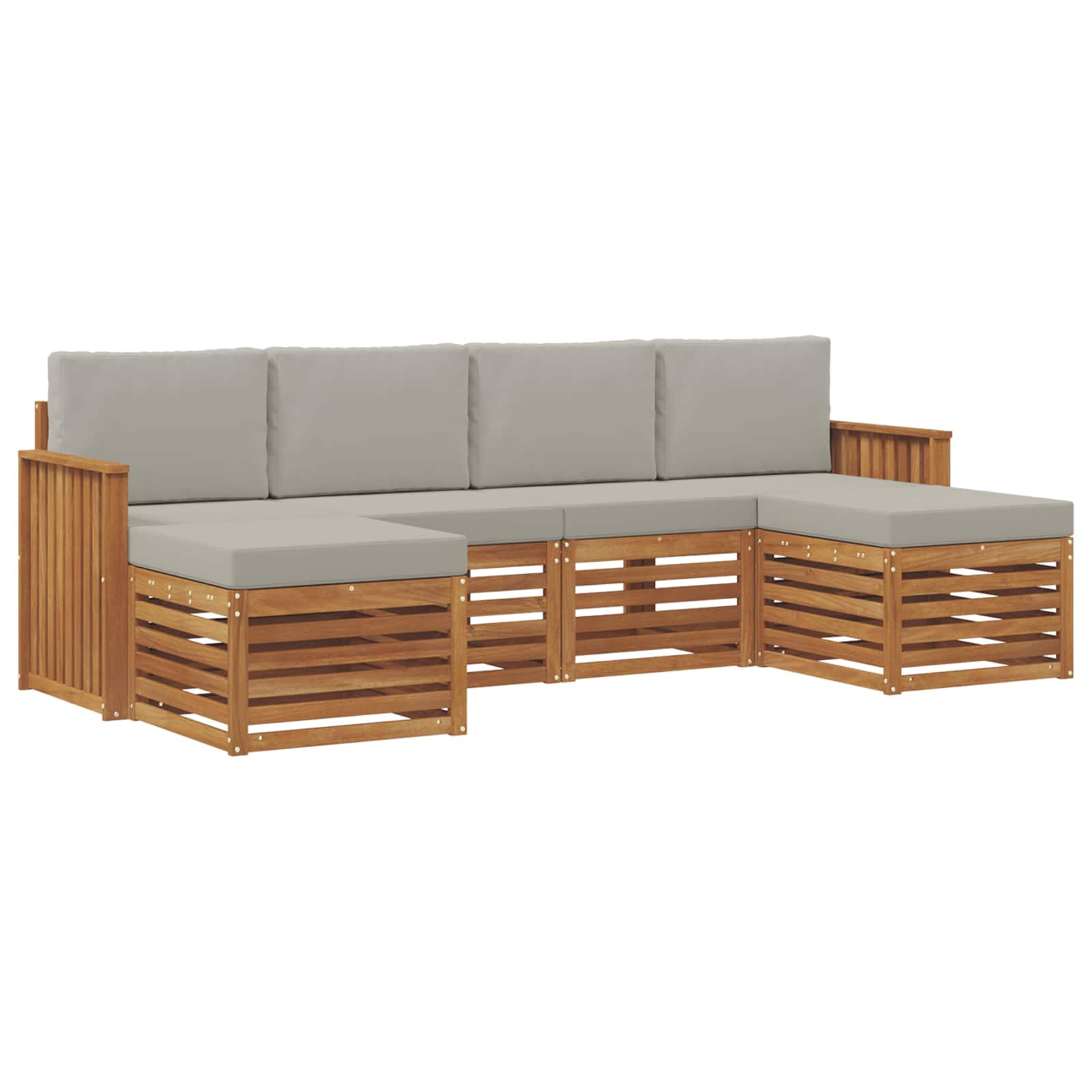 Sofa-Sets 6 pcs Natuurlijk en Lichtgrijs Massief Acaciahout image 2