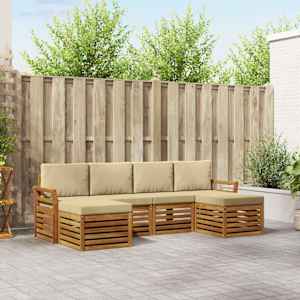 Sedežne garniture 6 pcs Naravna in bež Masiven les akacije