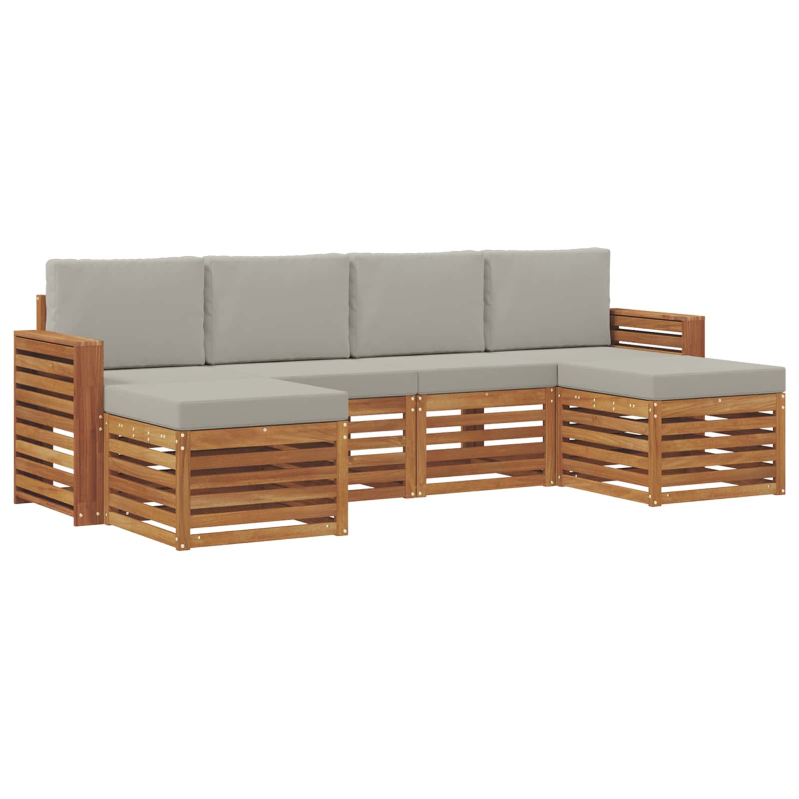 Sofa-Sets 6 pcs Natuurlijk en Lichtgrijs Massief Acaciahout image 2