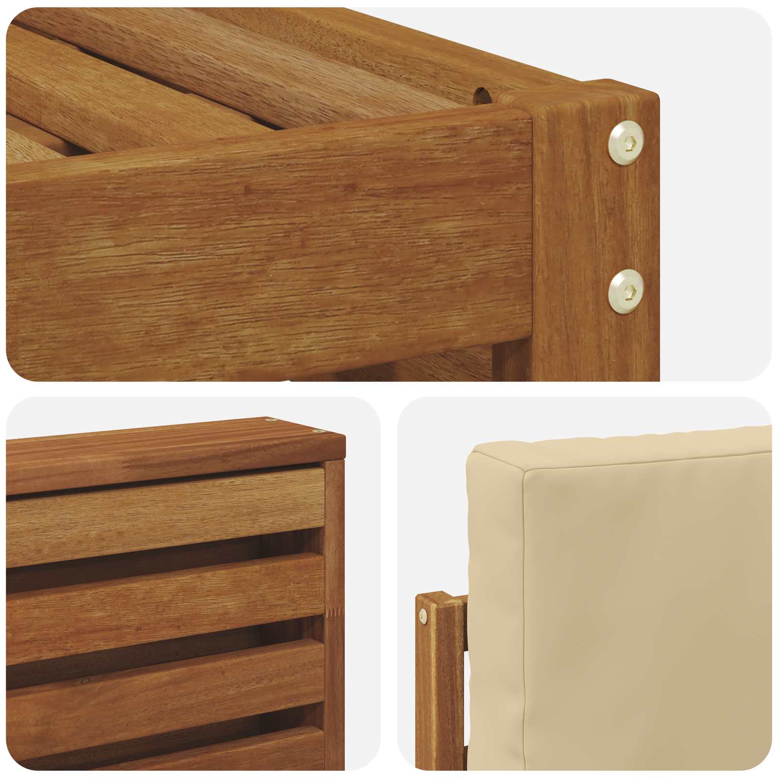 Sofa-Sets 6 pcs Natuurlijk en Beige Massief Acaciahout image 5