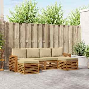 Sedežne garniture 6 pcs Naravna in bež Masiven les akacije