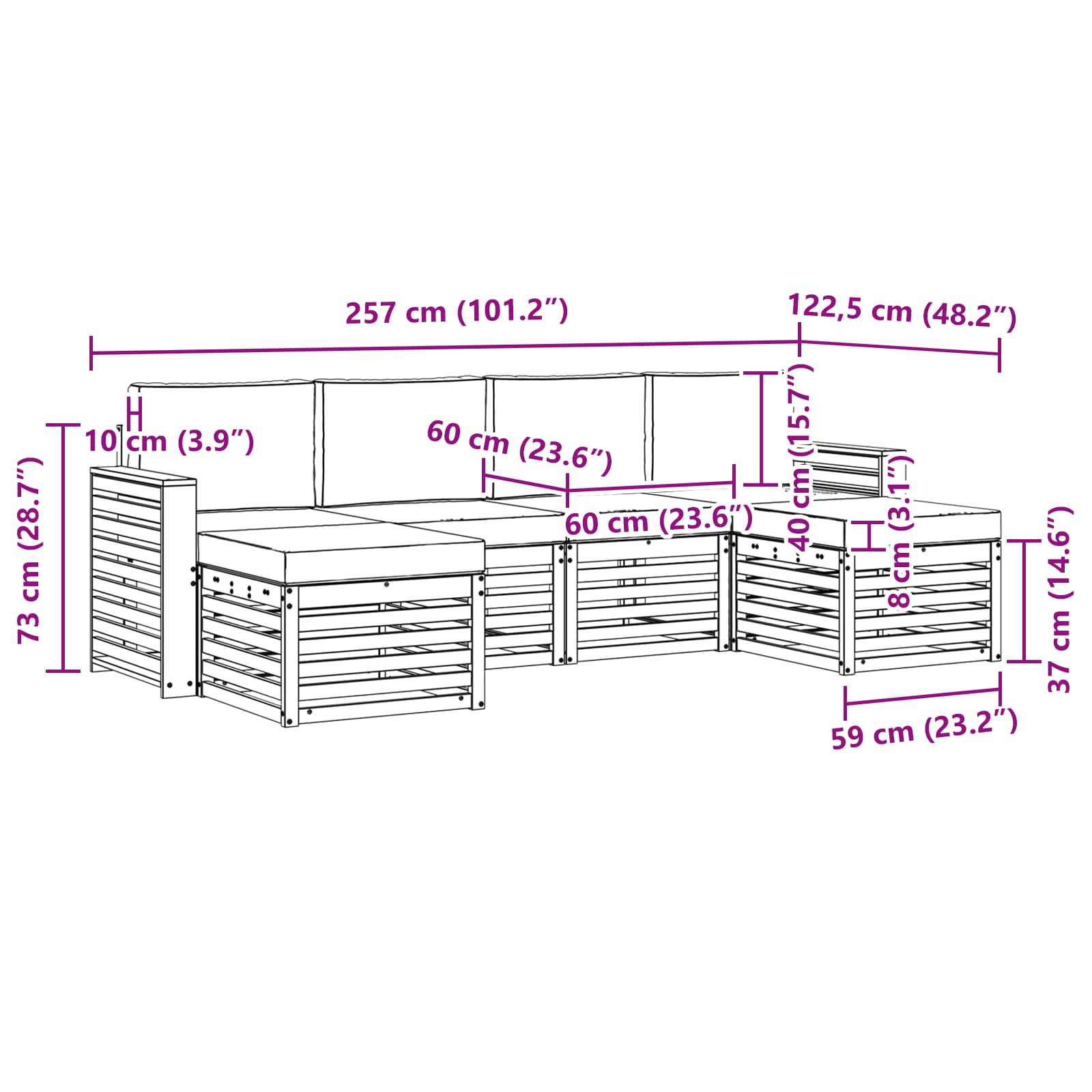 Sofa-Sets 6 pcs Natuurlijk en Beige Massief Acaciahout image 6