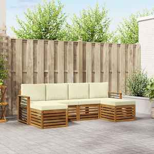 Sedežne garniture 6 pcs Naravna in smetana Masiven les akacije