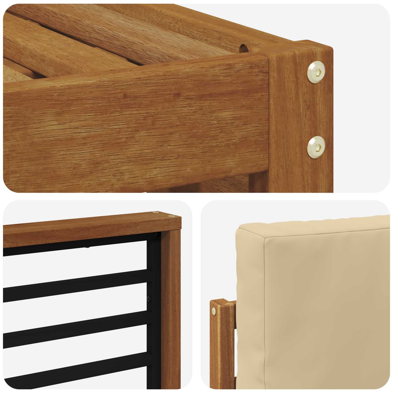 Sofa-Sets 6 pcs Natuurlijk en Beige Massief Acaciahout image 5