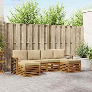 Sedežne garniture 6 pcs Naravna in bež Masiven les akacije