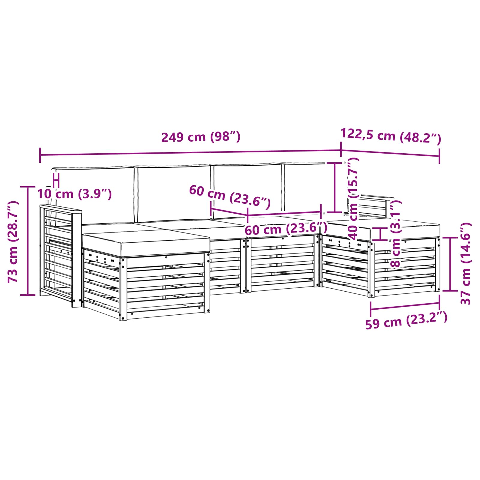 Sofa-Sets 6 pcs Natuurlijk en Beige Massief Acaciahout image 6