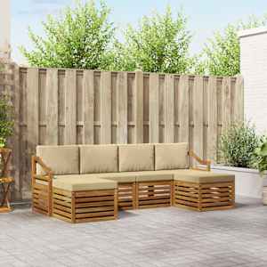 Sedežne garniture 6 pcs Naravna in bež Masiven les akacije