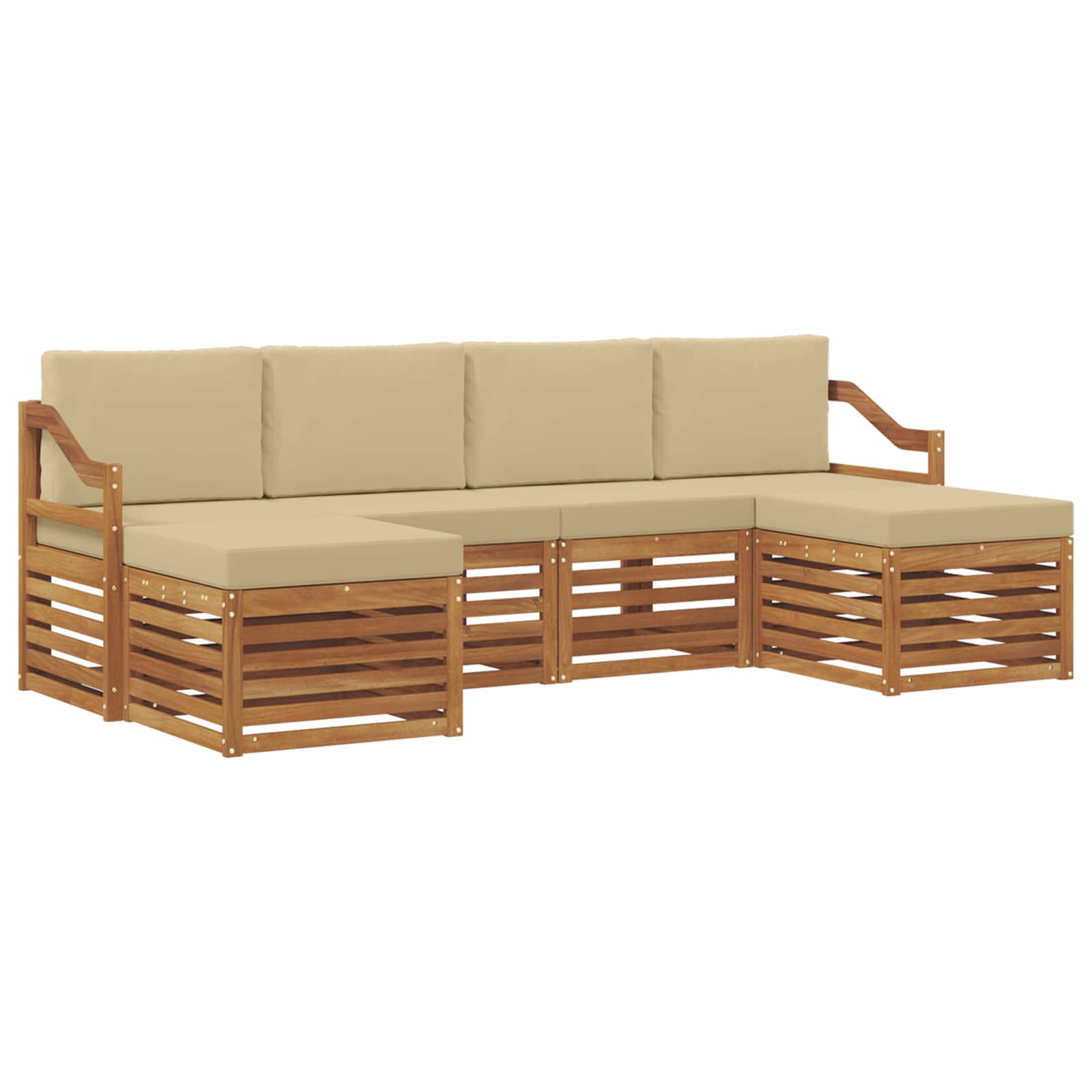 Sofa-Sets 6 pcs Natuurlijk en Beige Massief Acaciahout image 2