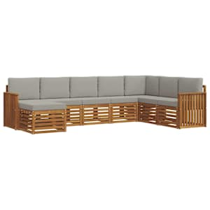 Sedací soupravy s polštářem 8 pcs Přírodní a světle šedá - obrázek 2