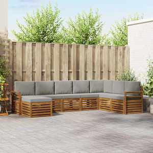 Zunanja garnitura za sedenje 8 pcs Naravna in svetlo siva