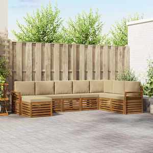 Kotna sedežna garnitura z blazino 8 pcs Naravna in bež