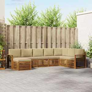 Zunanja garnitura za sedenje z blazino 8 pcs Naravna in bež