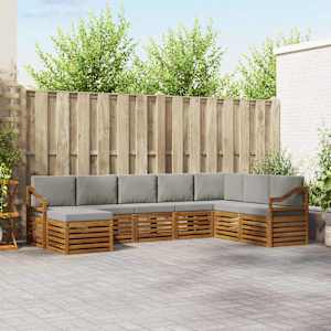 Zunanja garnitura za sedenje 8 pcs Naravna in svetlo siva