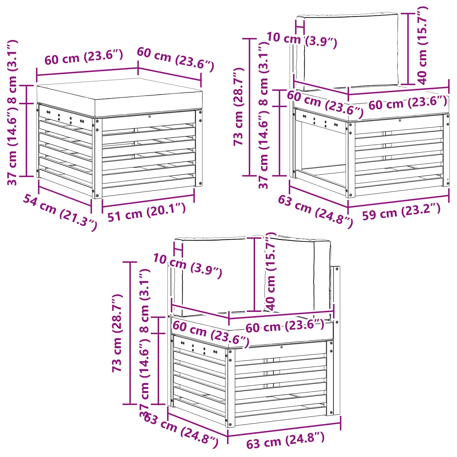 Sofa-Sets 8 pcs Natuurlijk en Lichtgrijs Massief Acaciahout image 8