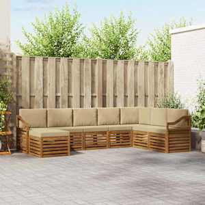 Zunanja garnitura za sedenje z blazino 8 pcs Naravna in bež