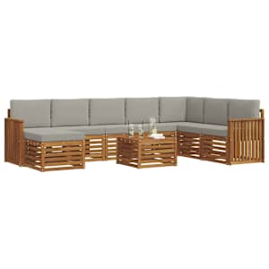 Sedací soupravy s polštářem 9 pcs Přírodní a světle šedá - obrázek 3