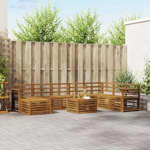 Kotna sedežna garnitura 9 pcs Naravna Masiven les akacije