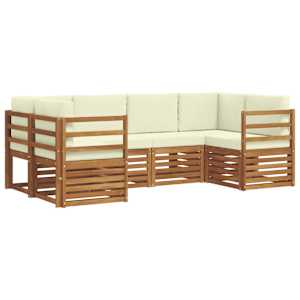 Rohová sofa sada s polštářem 6 pcs Přirozená a Krémová - obrázek 2