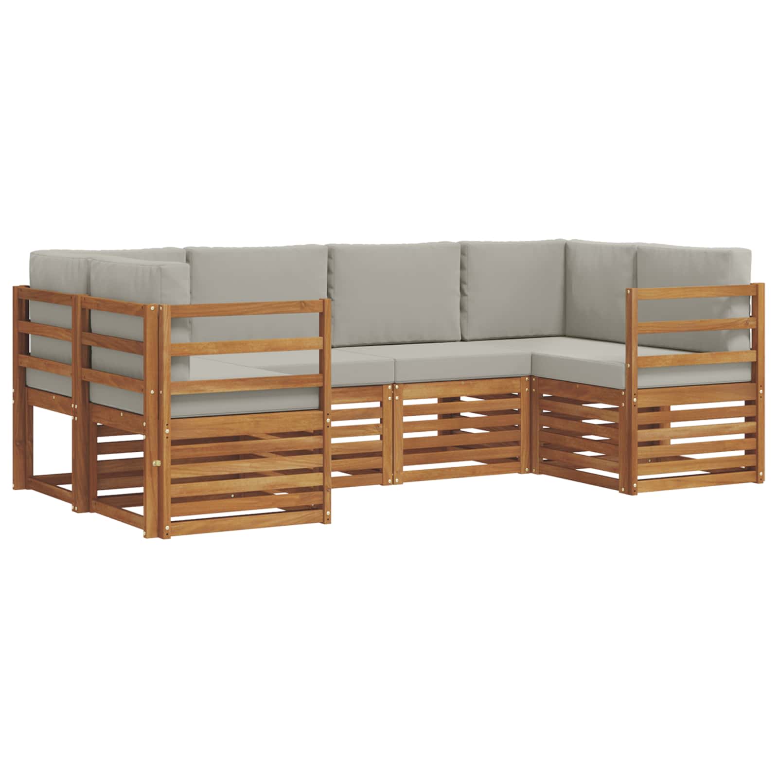 Sofa-Sets 6 pcs Natuurlijk en Lichtgrijs Massief Acaciahout image 2