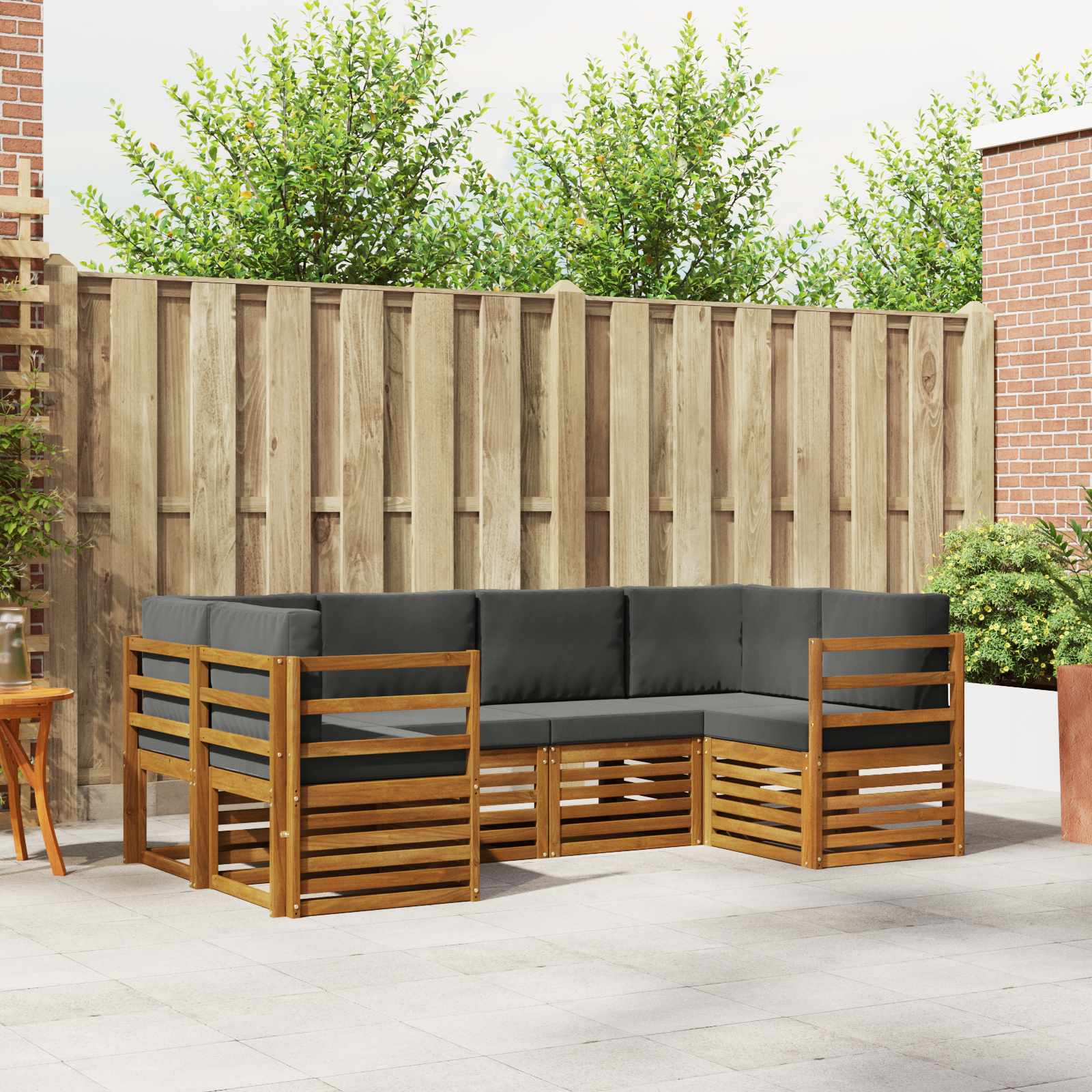 vidaXL Sofagarnituren 20 pcs Natur und Anthrazit Massivholz Akazie