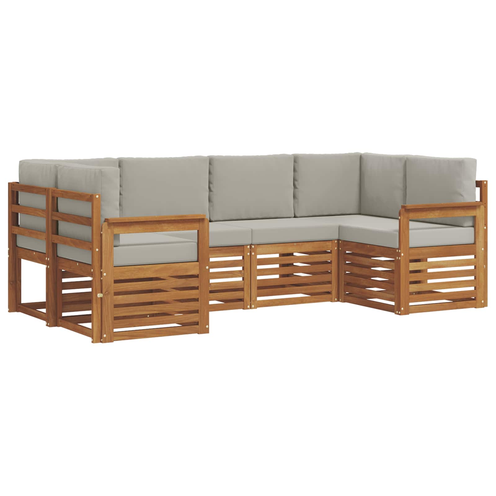 Sofa-Sets 6 pcs Natuurlijk en Lichtgrijs Massief Acaciahout image 2