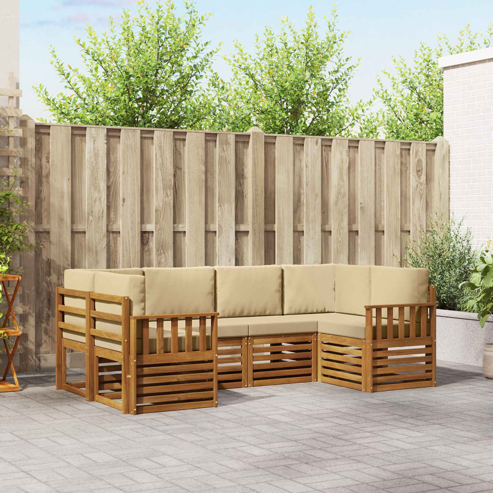 vidaXL Sofagarnituren mit Kissen 20 pcs Natur Massivholz Akazie