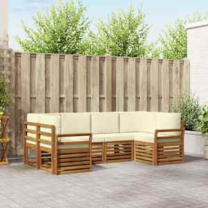 Zunanja garnitura za sedenje z blazino 6 pcs Naravna in smetana