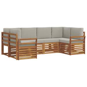 Rohová sofa sada s polštářem 6 pcs Přírodní a světle šedá - obrázek 2