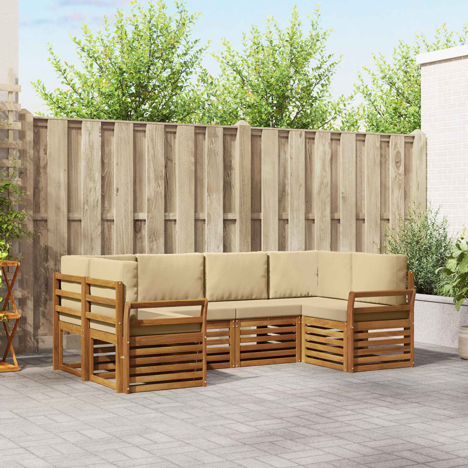 vidaXL Sofagarnituren mit Kissen 20 pcs Natur Massivholz Akazie